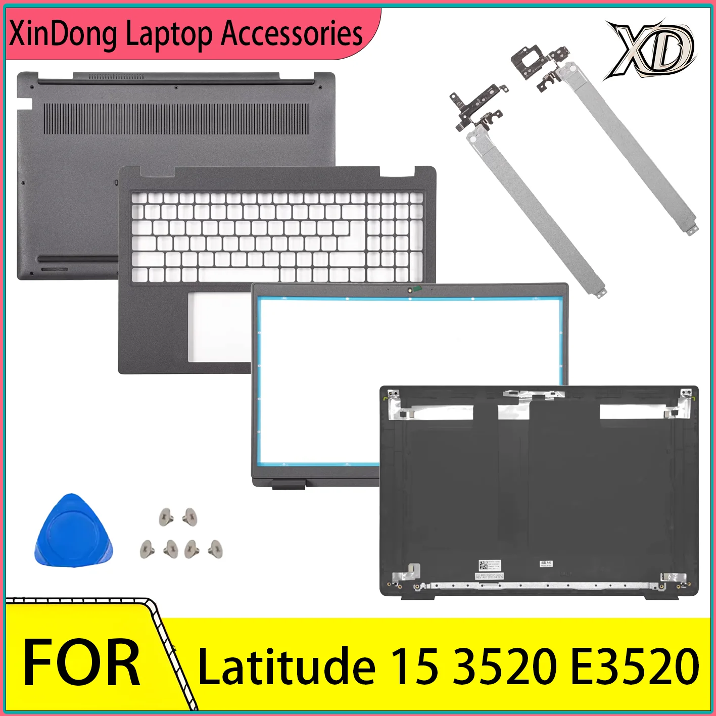 Nuevo para Latitude 15 3520 E3520: Cubierta Trasera LCD/Carcasa Superior/Bisel Frontal/Reposamanos/Carcasa Inferior/Bisagra 017XCF 04Y37V 0X5CF4 0DJP76 0KD56J
