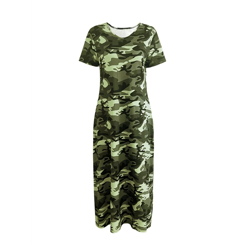 ASDS-Women's Casual Summer T Shirt Dress Loose Short Sleeve Camo Tunic Dress With Pocket For Women