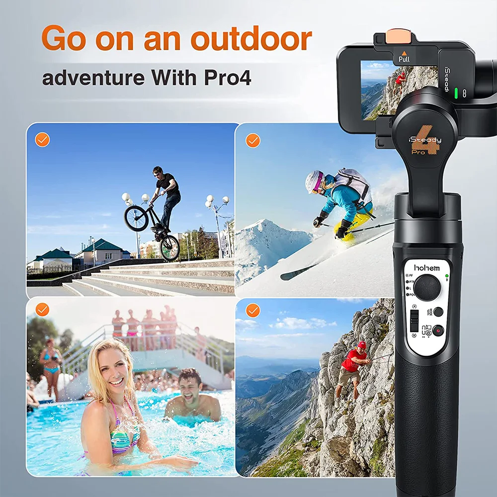 Hohem iSteady Pro 4 Action Camera Gimbal, 3-Axis Handheld Stabilizer for GoPro DJI OSMO Insta360 Action Camera