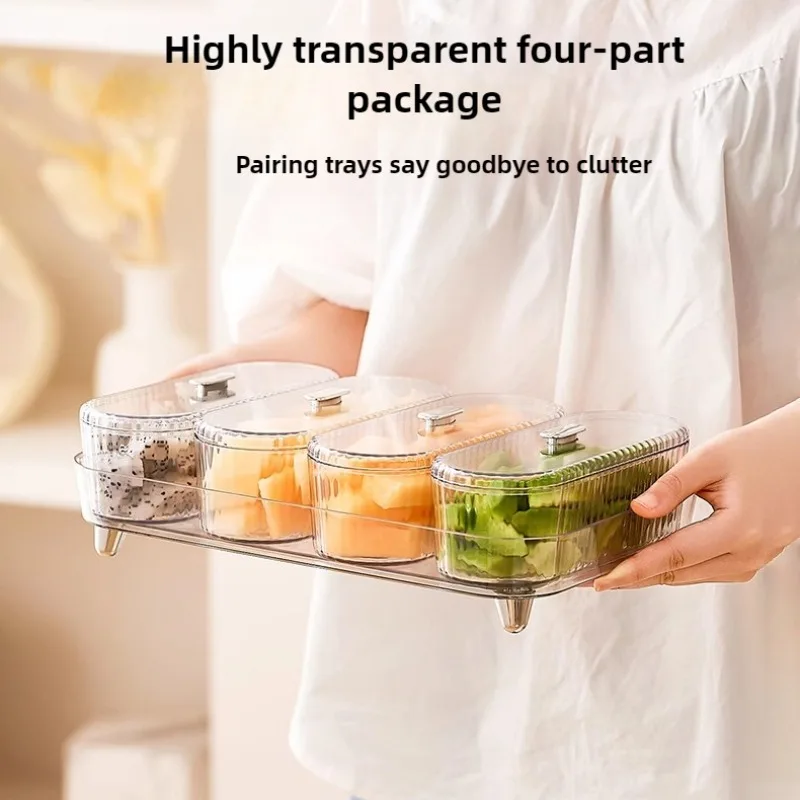 

Cream Wind Separate Dim Sum Fruit Tray Household Fruit Dim Sum Box Counter Top Snacks Coarse Storage Box Dust Cover