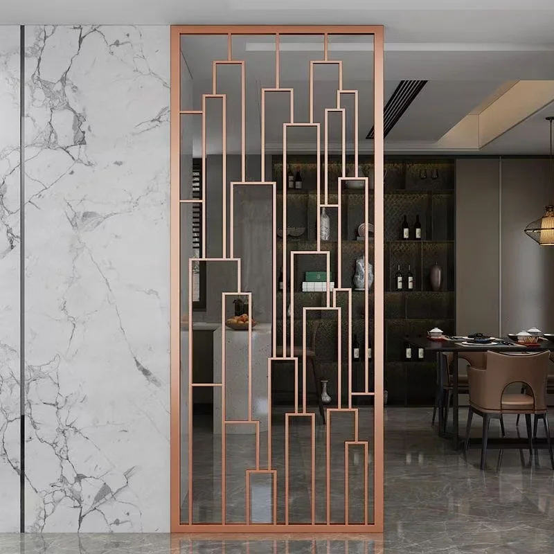 Modern Luxury Metal Screen Partition for Office New Chinese Home Beauty Salon Hotel Shelter Hollow Decoration Elegant Entrance
