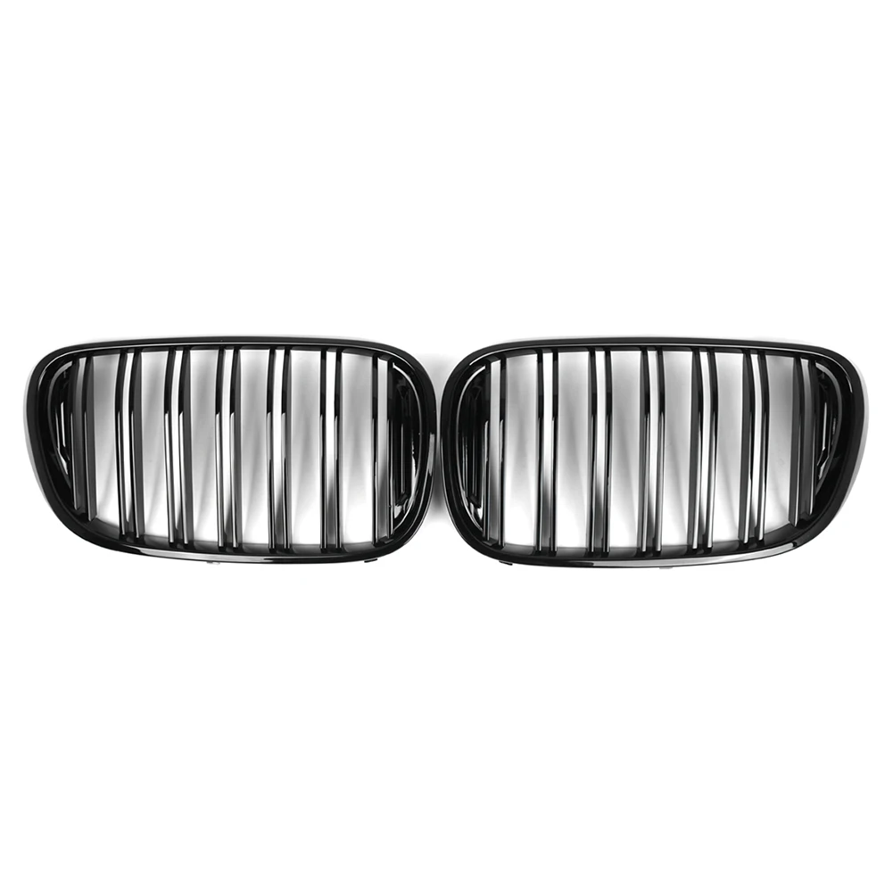 Car Dual Slat Front Bumper Grille Kidney Grill Glossy Black ABS Plastic For BMW 7 Series G11 G12 2016 2017 2018 2019 1Pair