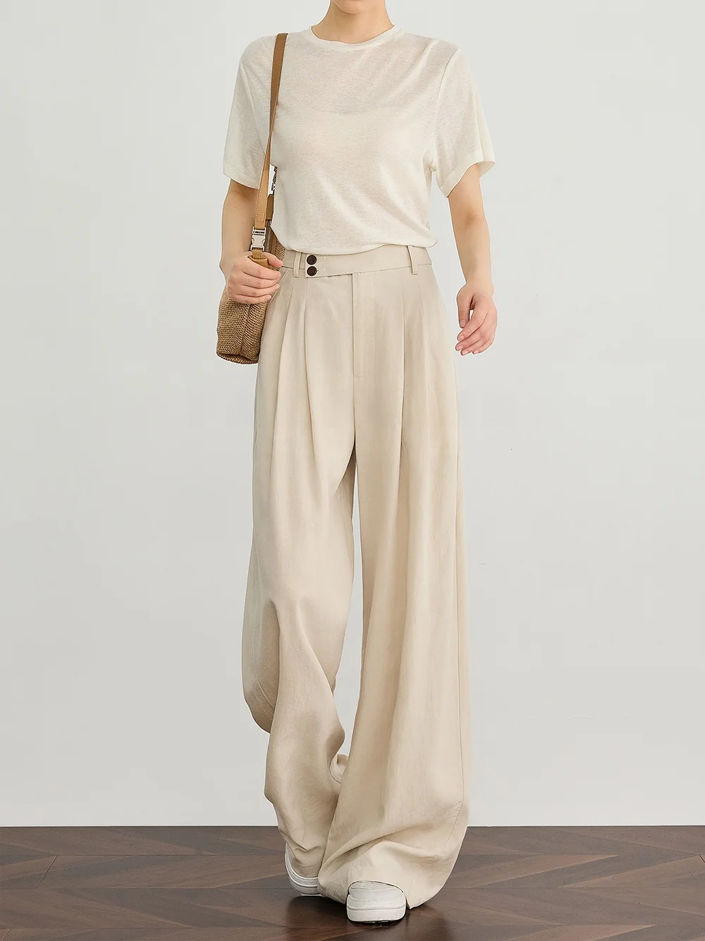 

Льняные брюки Falin с высокой талией, тонкие, широкие, дышащие, повседневные, для женщин, удобные, прямого кроя