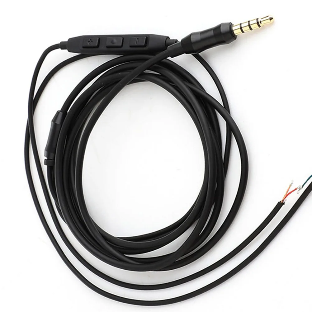 

1Pcs Headphone Cable 1.5m Black Semi-Finished DIY Audio Wire with Volume Control Lightweight Twisted Cord for