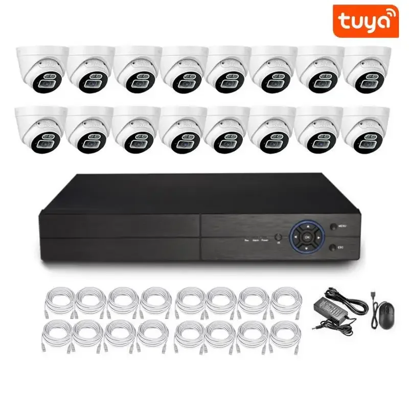 Tuya 4MP Full Color Outdoor Night Vision Metal Bullet Turret POE IP Security Camera System With Audio And Speaker