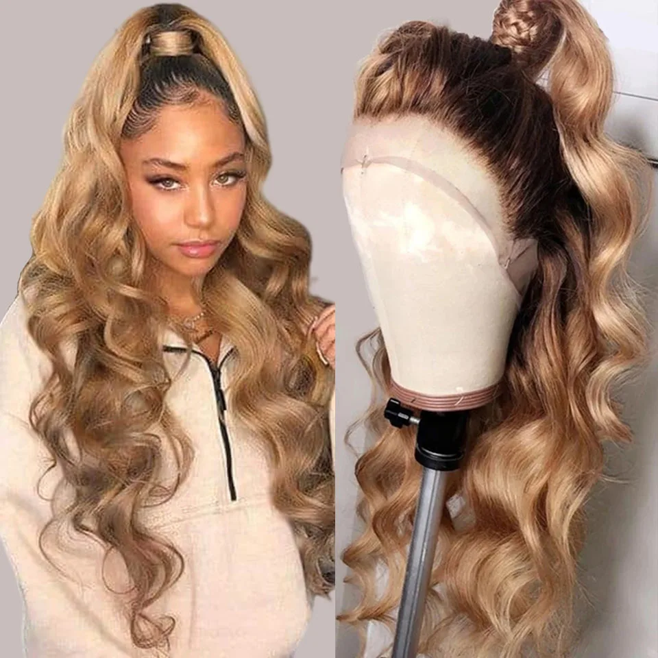 Body Wave Blonde Lace Front Wig Human Hair Lace Frontal Wigs 30 Inch Color Wig Dark Roots Blonde Wig Human Hair Hd Glueless Wig