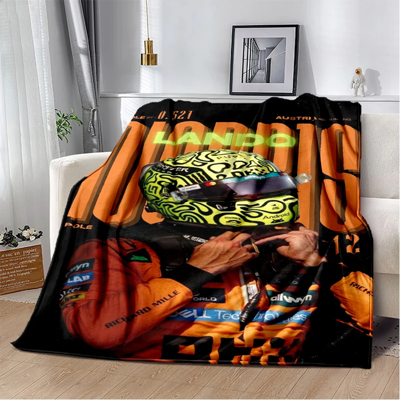 3D Landos Norris F1 Racing Racer Flannel Blanket Soft Warm Throw Blanket for Bedroom Living Room Bed Travel Camping Picnic Gift