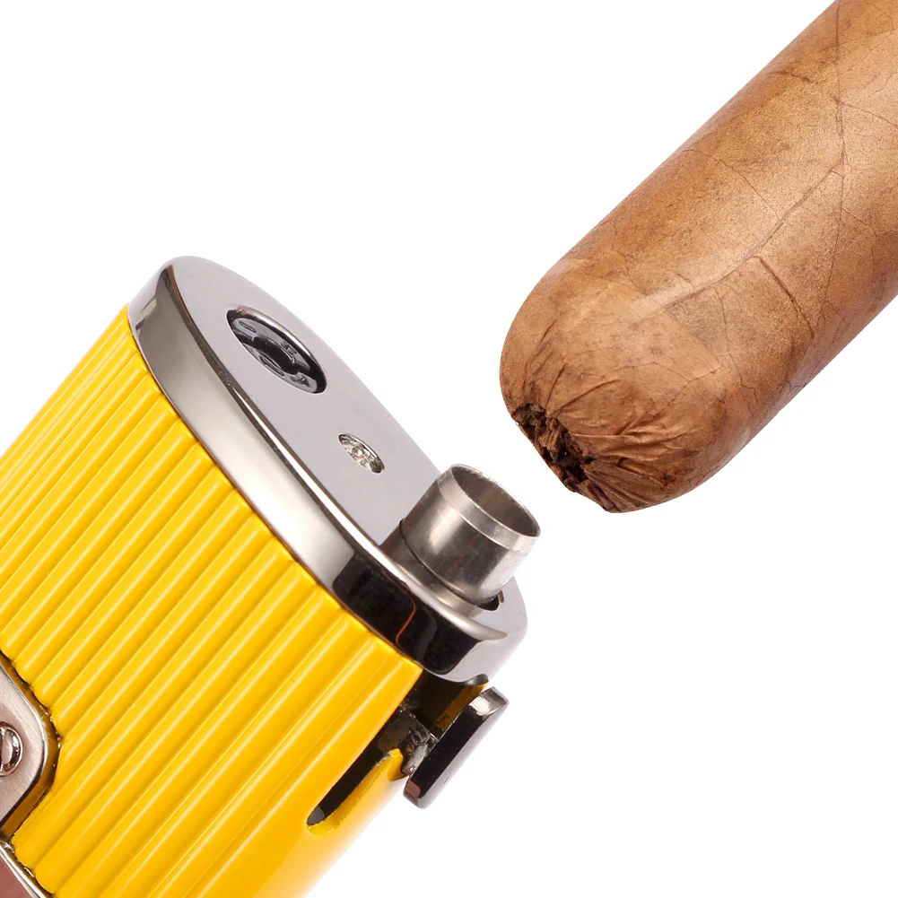 Puro Cigar Lighter Butane 3 Torch Jet Flame Lighter W/ Cigars Cutter Punch Accessories Windproof Cohiba Charuto Lighter Gift Box
