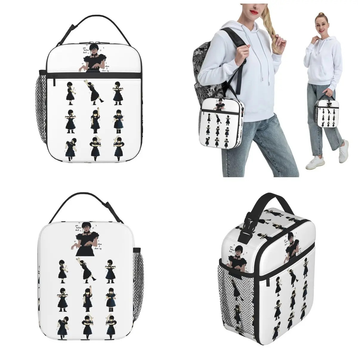 Wednesday Addams Dancing Dance borsa termica per il pranzo borsa per il pranzo portatile Bento Box Thermal Cooler Lunch Box