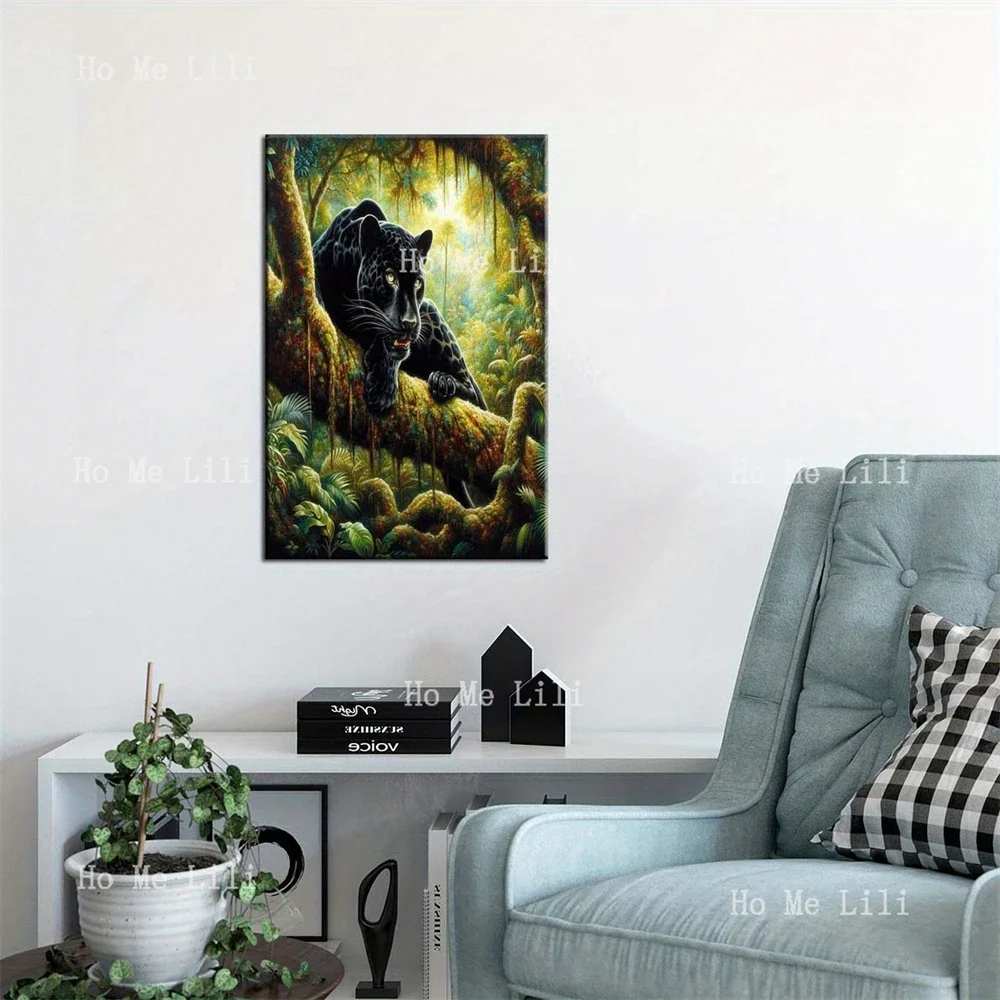 Black Leopard Animal Mammal Big Cat Canvas Artwork For Bedroom Living Room Home Office Cafe Decor