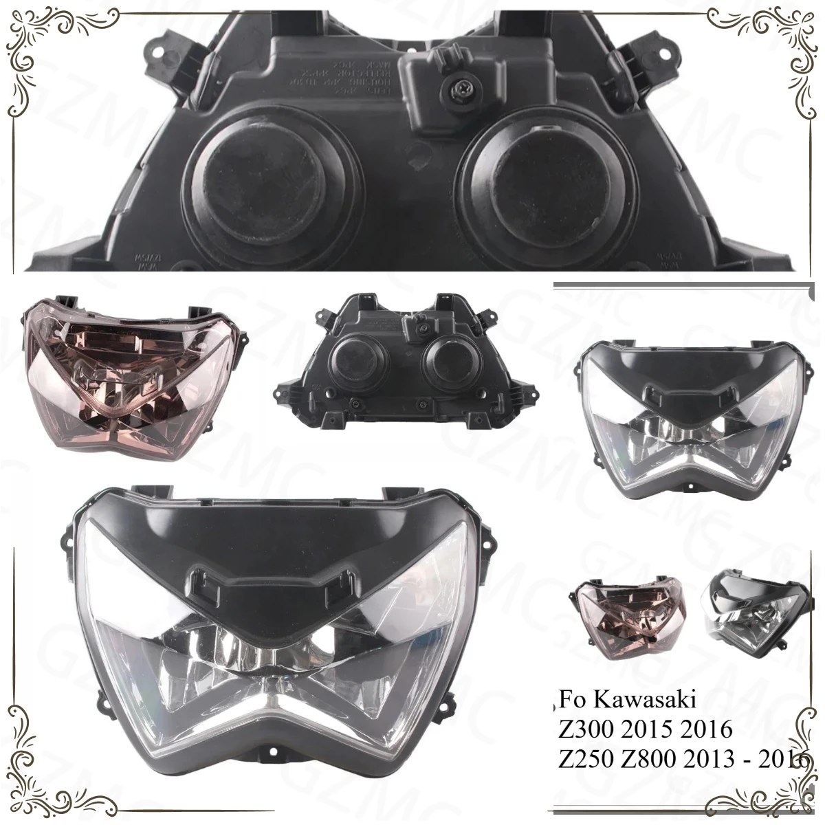 

Motorcycle Z800 2013 - 2016 Head Light Accessories Fo Kawasaki Z300 2015 2016 Z250 Headlight Headlamp Head Light Lamp Housing