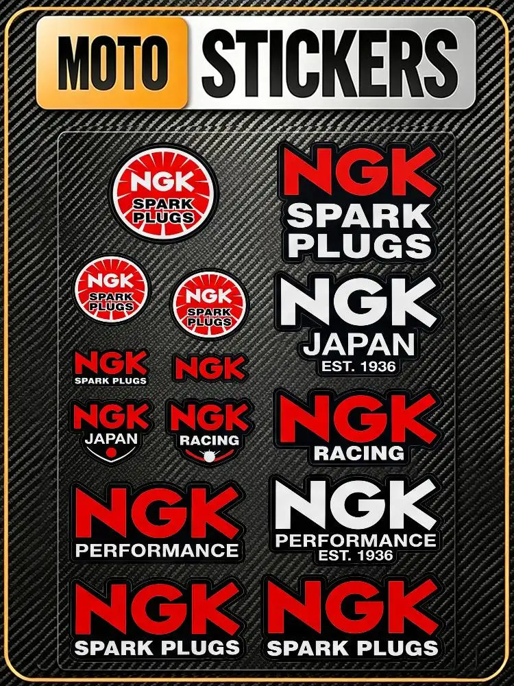 FOR NGK SPARK PLUGS Long Lasting Waterproof Reflective Sticker Scratch Conceal Fit Motorcycle Car Helmet Fridge Water Cup Decals