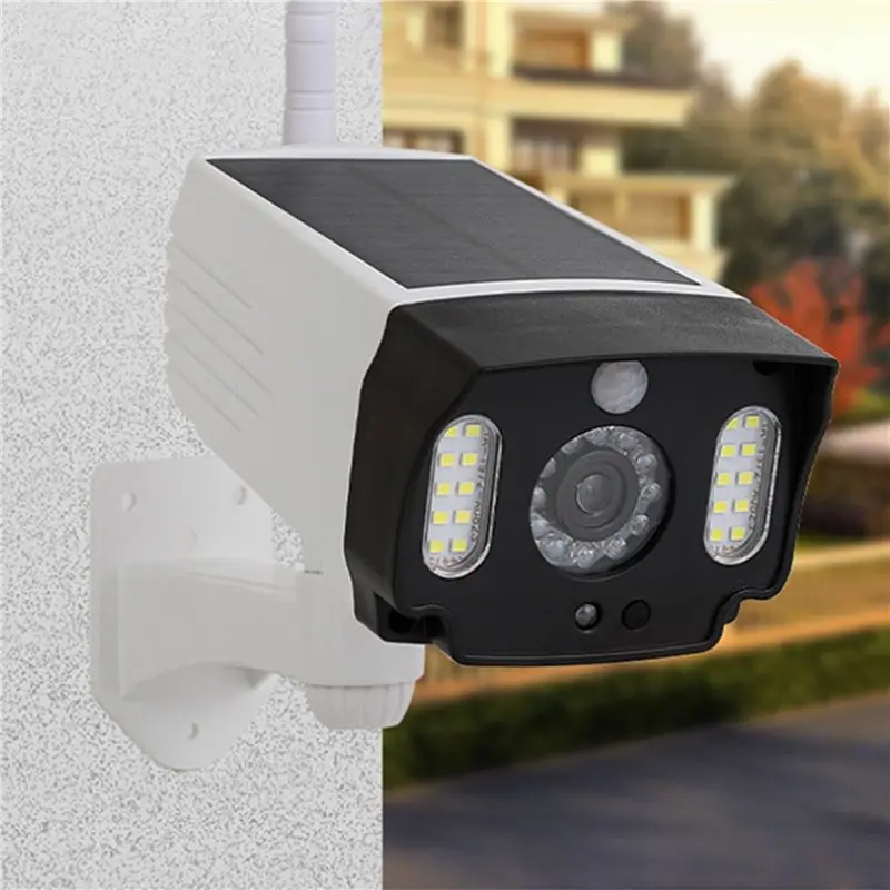 ABJI-4X Solar Motion Sensor Light,Dummy Camera Waterproof Fake Camera Outdoor Indoor Street Spotlight Lamp,COB