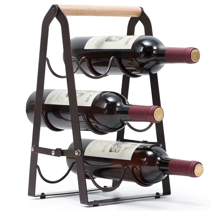 6 Bottle Iron Collapsible Storage Wavy Wine Bottle Rack Display Holder Shelf Bracket Organizer Home Kitchen Bar Countertop Decor