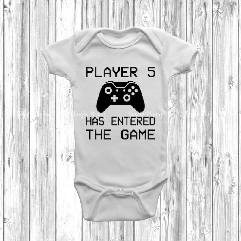 Xb player 5 entra no jogo bodysuit bebê crescer corpo terno colete engraçado controlador de humor geek