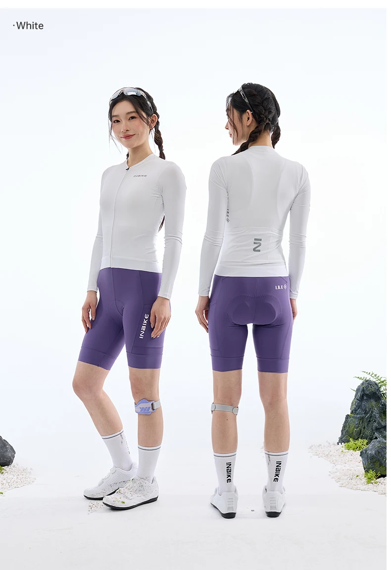INBIKE Damen-Radtrikot-Set, Sommer, langärmelig, Damen-Mountainbike-Shirt, Trägerhose, gepolstert, MTB-Fahrradbekleidung, schnell trocknend – Detail 11