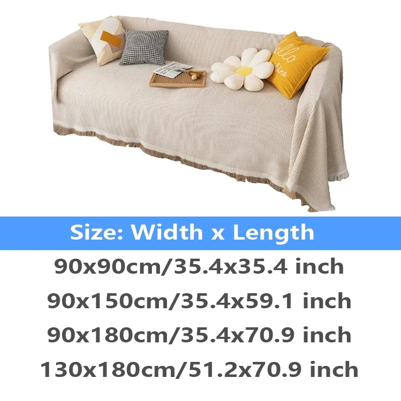 1PC Chenille Sofa Blankets Outdoor Camping Picnic Large Sofa Blanket Leisure Beach Towel Travel Rug Tassels Linen Home Decor