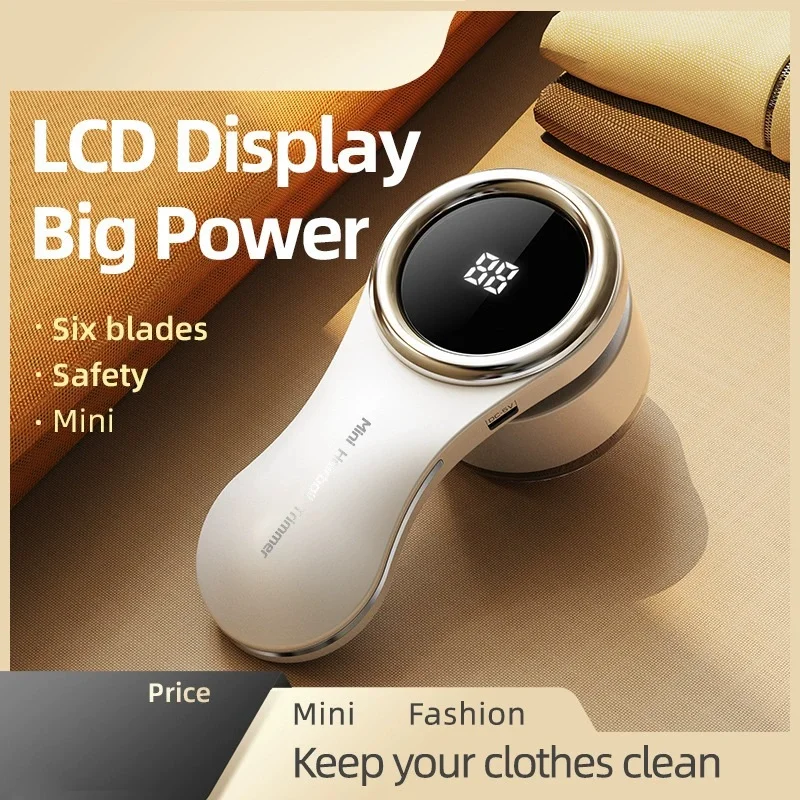 

Rechargeable Electric Lint Shaver with LCD Display - Portable Fabric Fuzz Remover for Clothes, Socks, Blankets - Compact, Easy t