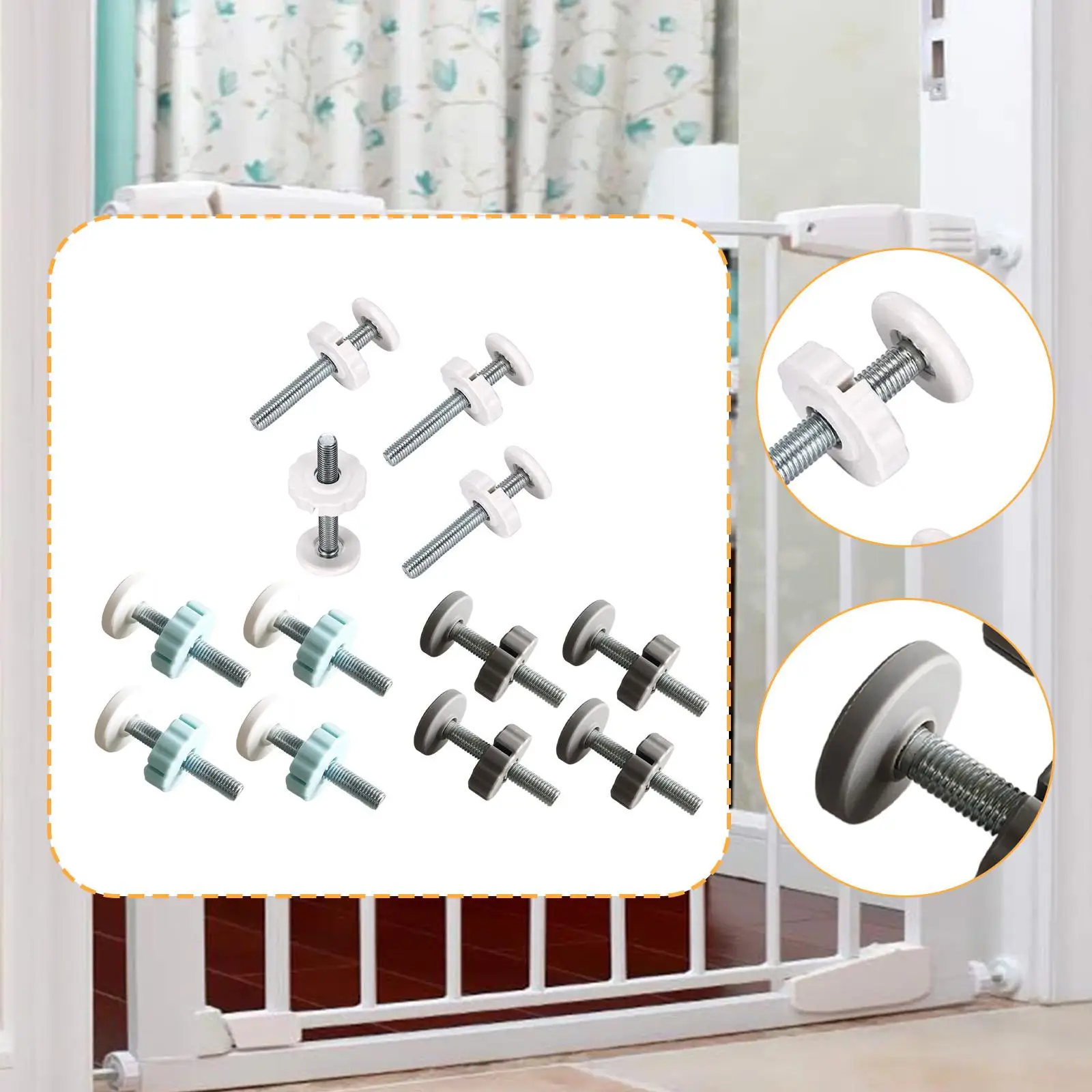 4pcs Baby Gate Threaded Spindle Rods Stair Gate Fittings Versatile Use Steel Bolt Parts for Stair Railing Pet Barrier Indoor