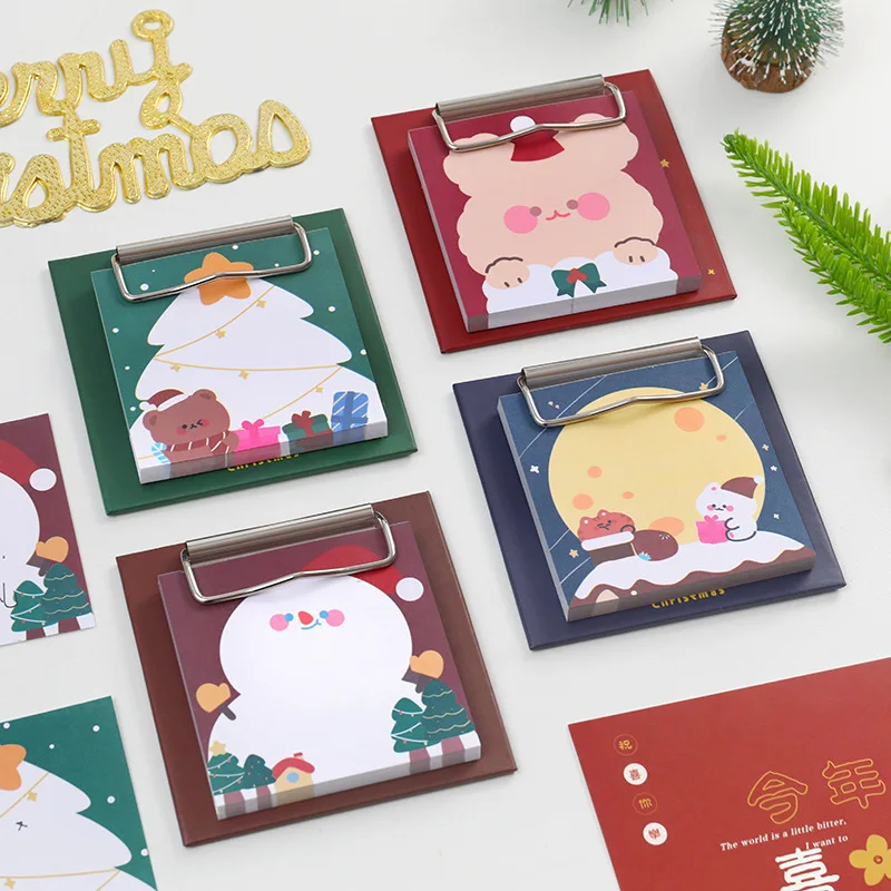 Christmas Cute Cartoon Clip Memo Pad Non-adhesive Animals Musical Paper Notes Writiing Pads for Girls Gift School Stationery