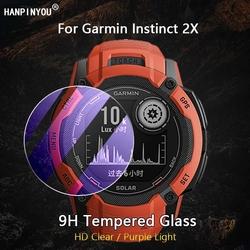 For Garmin Instinct 2X Smartwatch Ultra Slim HD Clear / Anti Purple Light 2.5D 9H Tempered Glass Guard Film Screen Protector