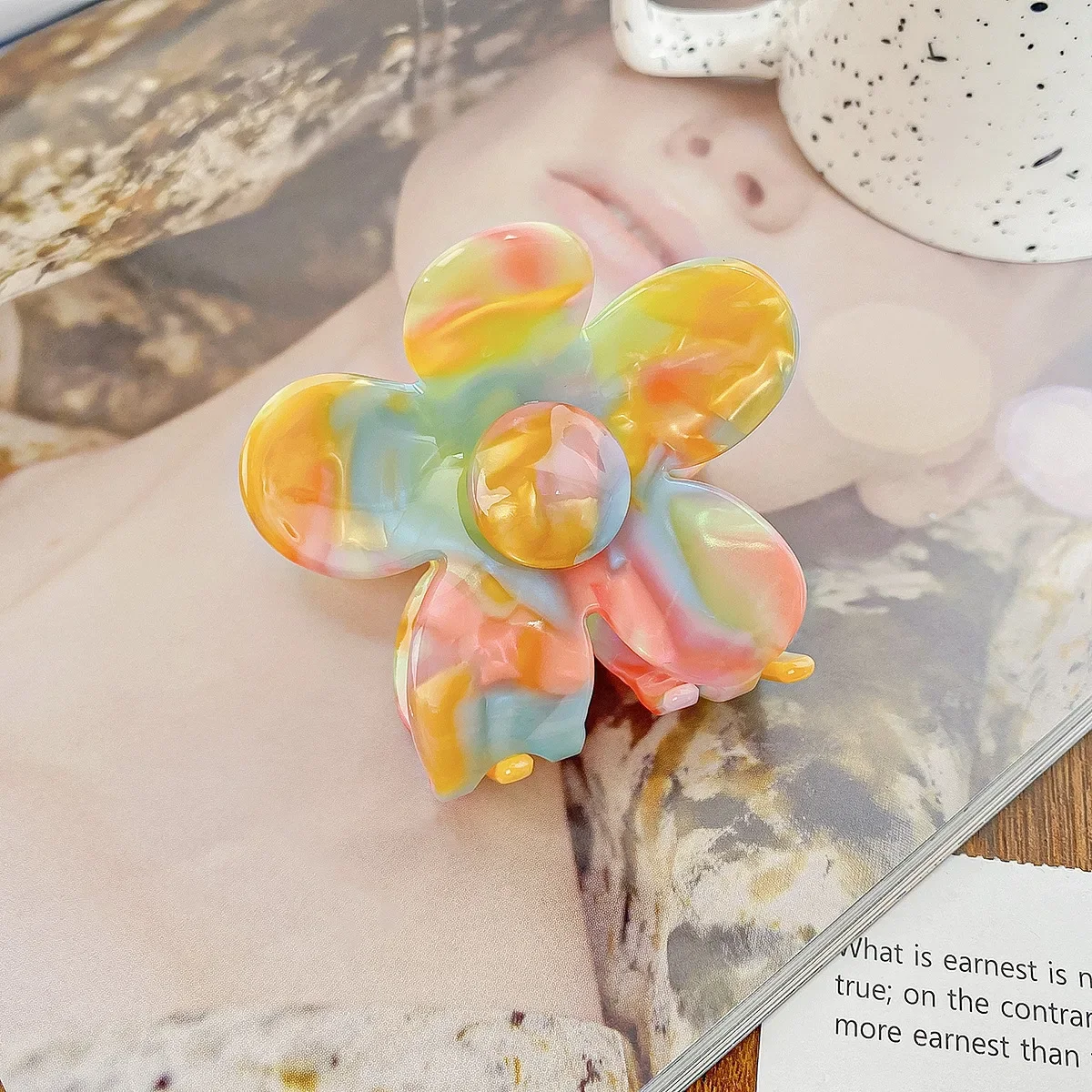 Muweordy NEW Flower Ponytail Shark Hair Clip for Women Claw Clip Thick Hair Acetate Claw Clip Barrettes Hair Accessories