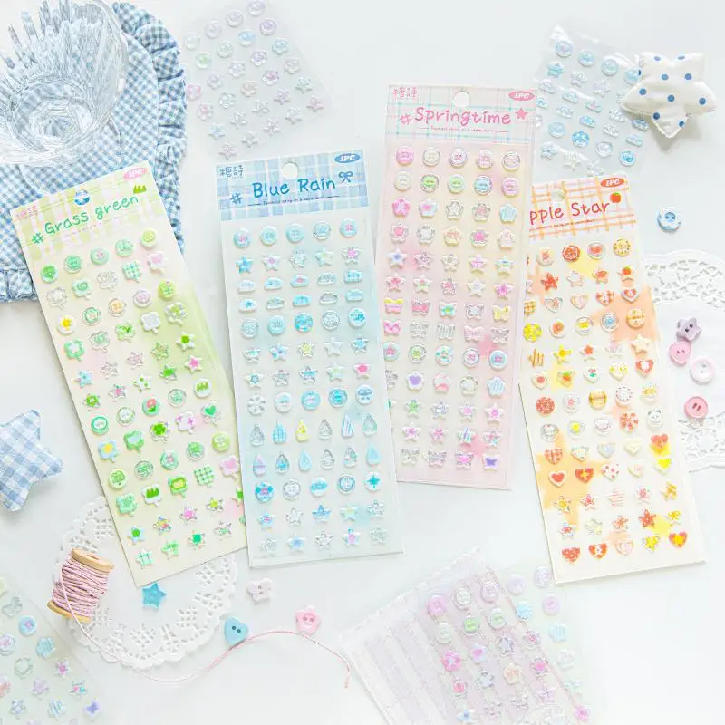 1/4Pcs 3D Stickers Set - Olden Ocean Clover Star Design Cute DIY Craft Decor for Scrapbooking Journal Phone Cases Hand Account