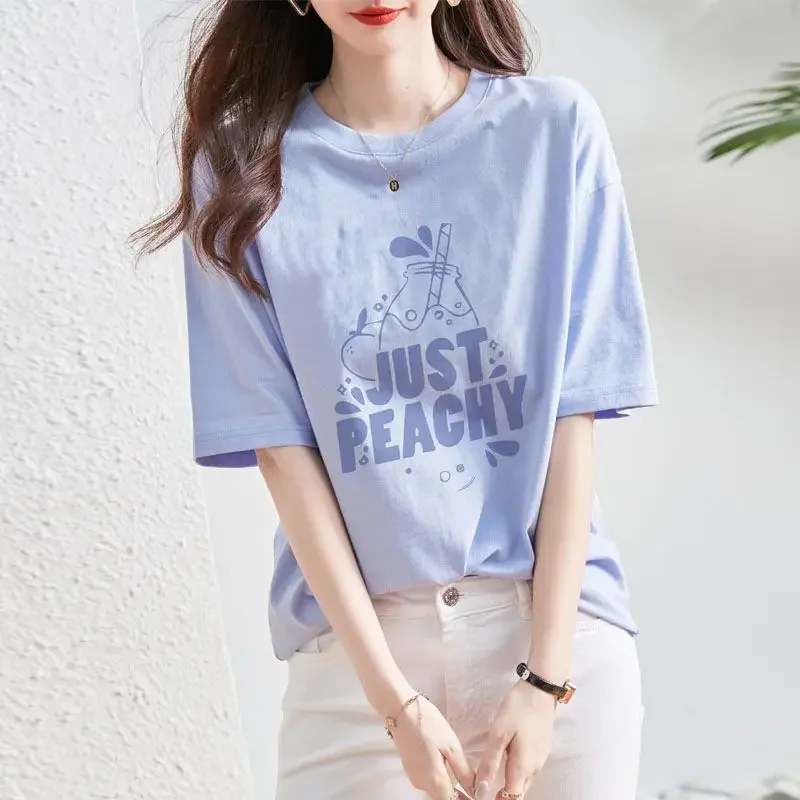 Top Female Baggy Summer Outfit Short Sleeve Women's T-shirt Cotton Goth Y2k Fashion Korea Korean Streetwear Tee Style Harajuku