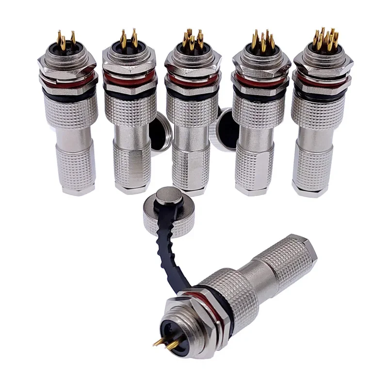 GX12 12G M12 Metal Connector IP68 Waterproof Connectors Copper Contact Plug & Socket 2Pin 3Pin 4Pin 5Pin 6Pin 7Pin 5A A Set