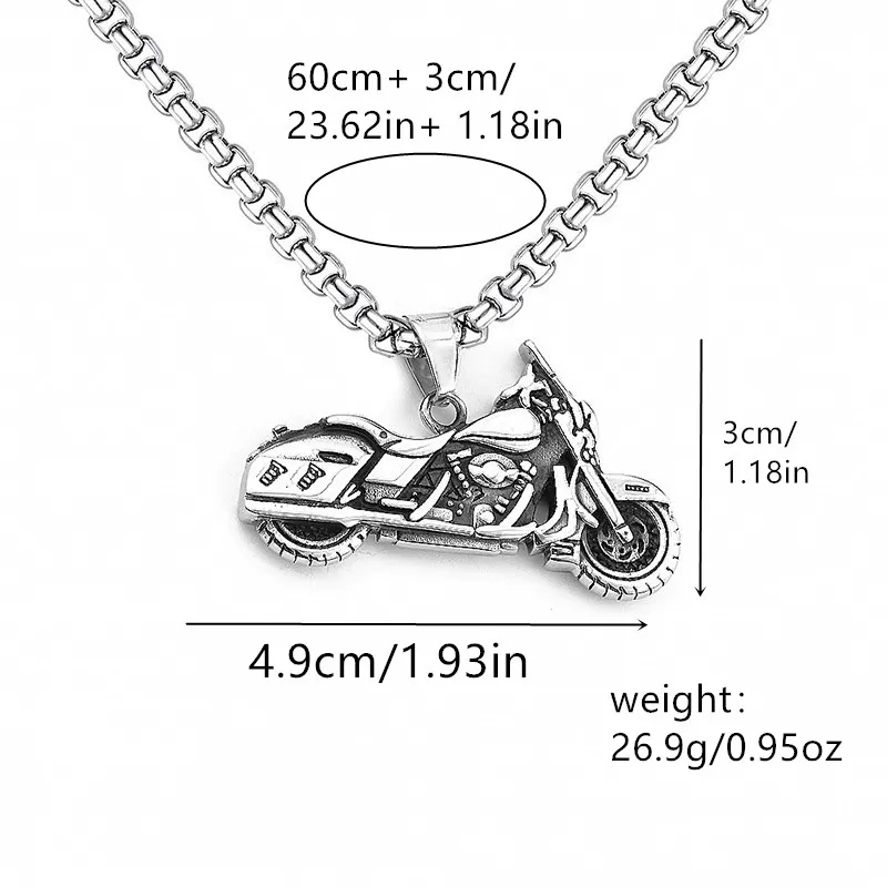 European and American hip-hop rock personality fashion trend motorcycle boy stainless steel necklace pendant for men and women