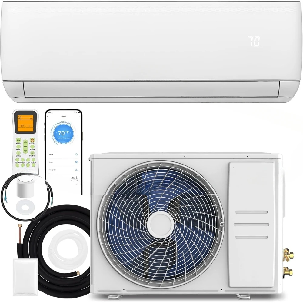 Air Conditioner & Heater,9000 BTU Wifi Enabled 115V,19 SEER2,Mini Splits Heating and Cooling,Wall Mount Ductless Inverter System