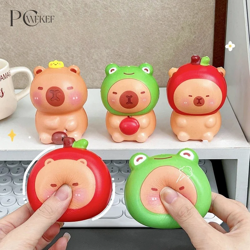 

1Pcs Cute Cartoon Capybara Hat Squeezing Silicone Toy Slow Rebound Decompression Toy Venting Ornaments Children's Gift Toy