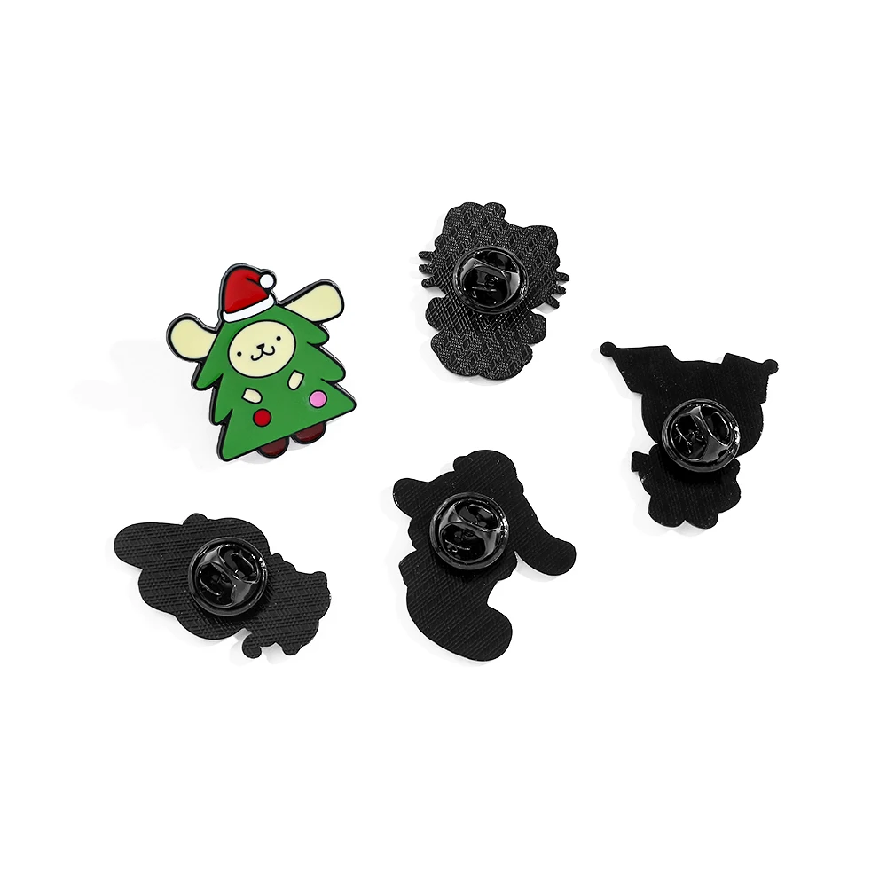 5 Pcs Christmas Kulomi Brooch Cute Cinnamon Christmas Tree Enamel Pin Hello Kitty Metal Badge Backpack Clothing Festival Gift