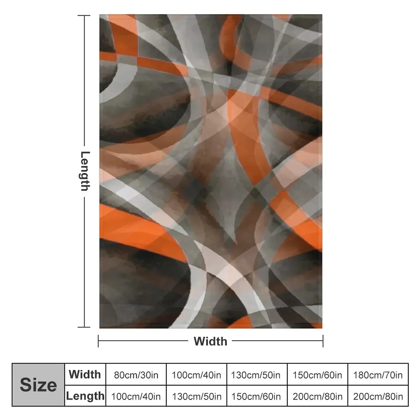 Eighties Burned Orange On Grey Abstract Strip Pattern Throw Blanket Retros Furrys Soft Big Blankets