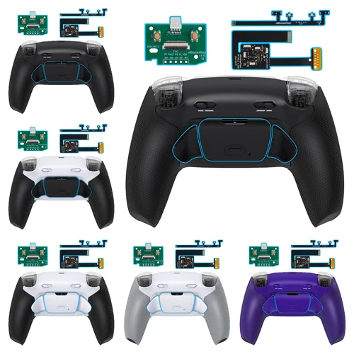 Kit de botones traseros extraíbles eXtremeRate RISE Plus MAX con topes de gatillo clicky y empuñadura de goma para controlador ps5 BDM-010 020