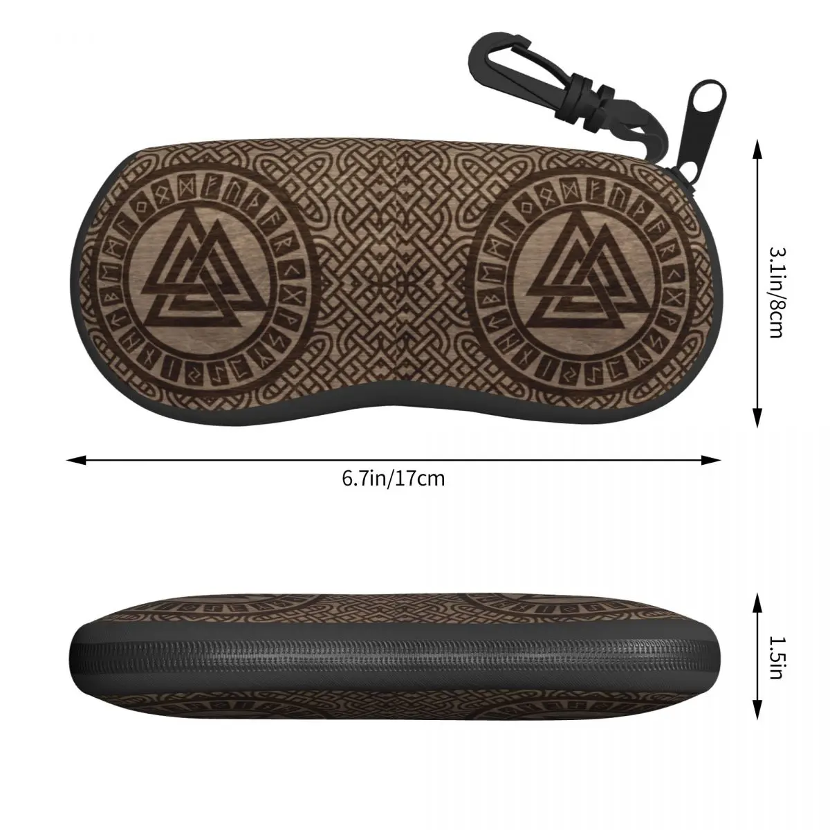 Valknut Symbol And Runes On Wood Eyeglass Glasses Case Men Women Soft Norse Viking Odin Sunglasses Protective Pouch