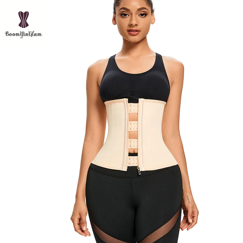 Black Champagne Sport Belt Slimming Girdle Fajas Sashes 25 Steel Bone Latex Waist Trainer Corset Women Plus Size Body Shapwear