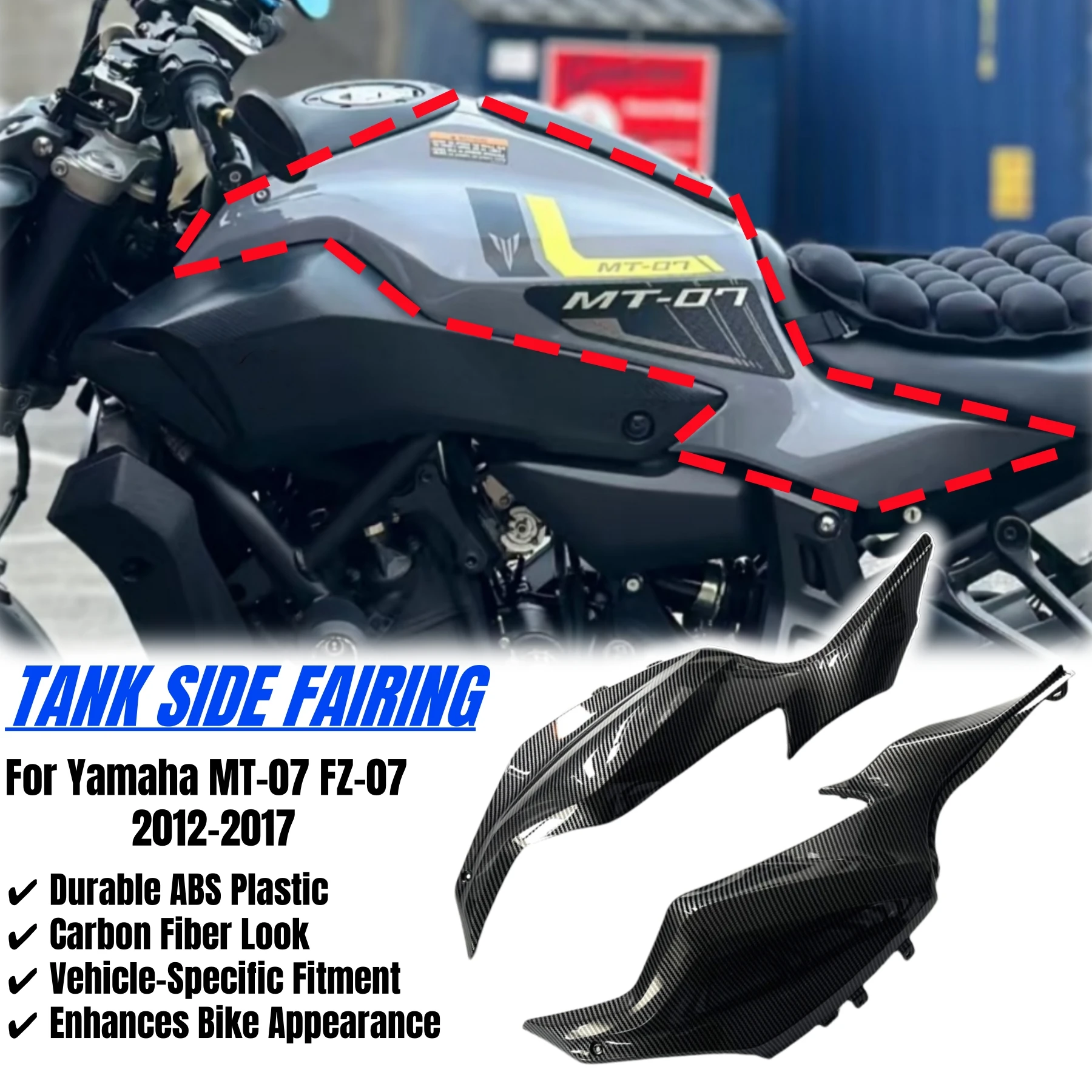 

Для Yamaha MT-07 MT07 FZ-07 FZ07 2012 2013 2014-2017 боковая крышка бака, комплект обтекателя, отделка кузова мотоцикла, детали корпуса, аксессуары