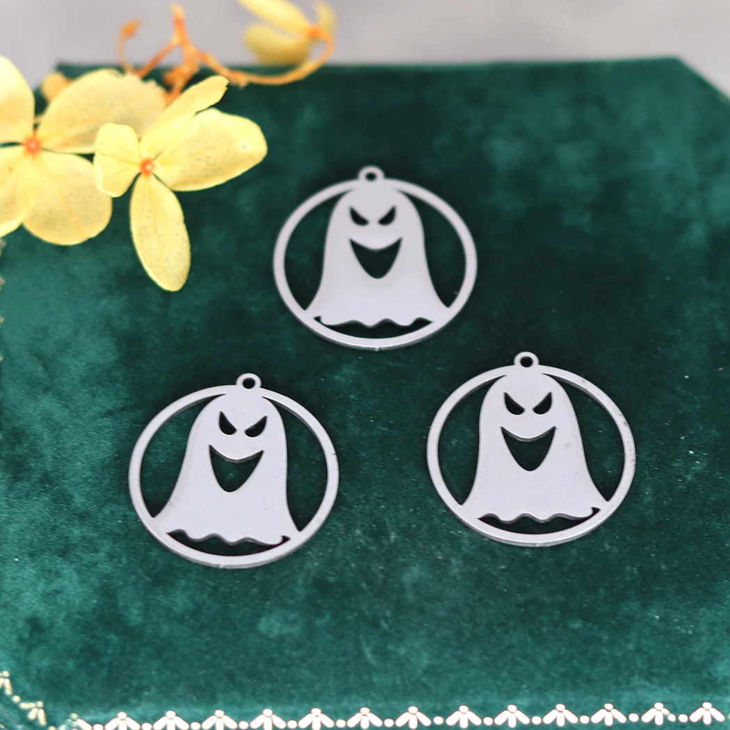 3pcs Funny Ghost Charms Halloween Monster Jewelry DIY Making Cartoon Stainless Steel DIY Pendants Connector Accessories