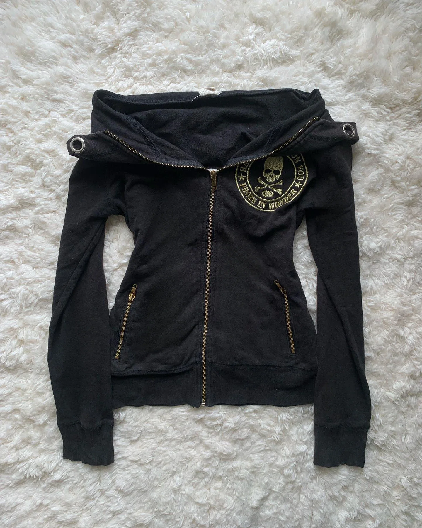 Y2K Retro Armeegrüne Reißverschluss-Jacke Damen Harajuku Sexy Slim Fit Jeansjacke Herbst Winter Kurze Stehkragen-Jacke Gothic-Kleidung