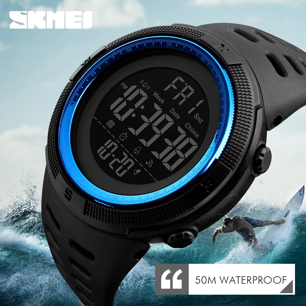 SKMEI 1251 Sports Digital Watch for Men Waterproof Military Electronic Student Mens Wristwatches Alarm Clock 1560 Reloj Hombre