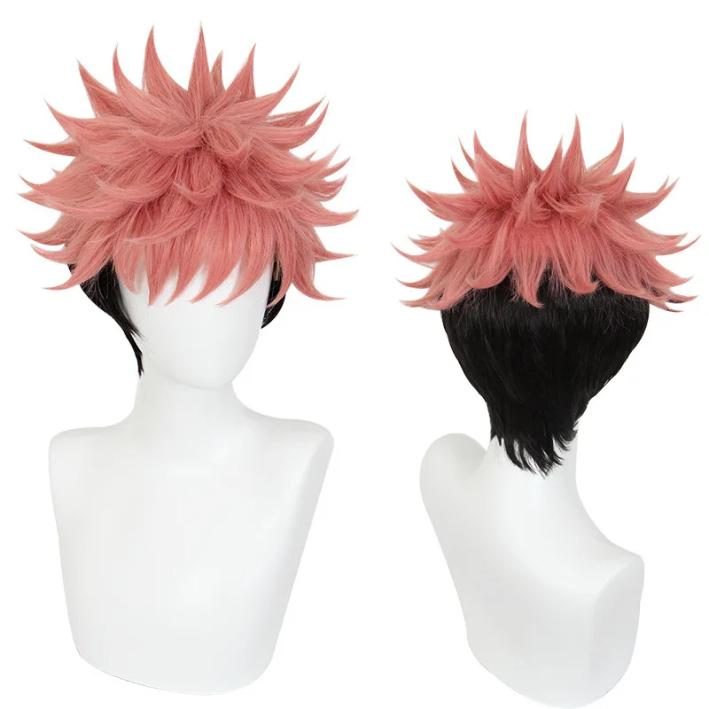 Jujutsu Kaisen Yuji Itadori Anime Cosplay Wig Two-Faced Nekomata Gradient Color Flipped Short Hair