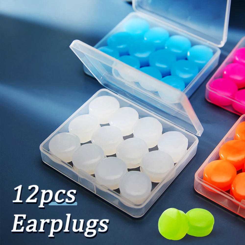 12PCS Silicone Ear Plug Reusable Silicone Wax Earplugs Swimming Moldable Earplugs Noise Reduction Cancelling Sleeping Protection