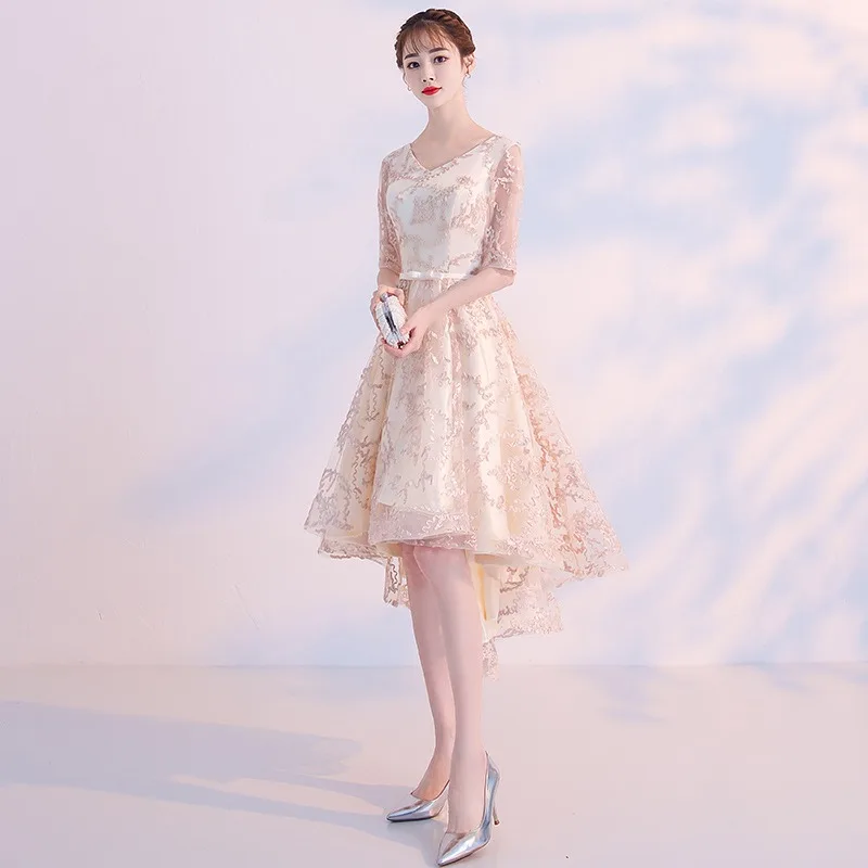 Multi‑Color Elegant Evening Dress V‑Neck Half Sleeve A‑Line High Low Hem Formal Gown Wedding Guest Party Prom Cocktail Dresses