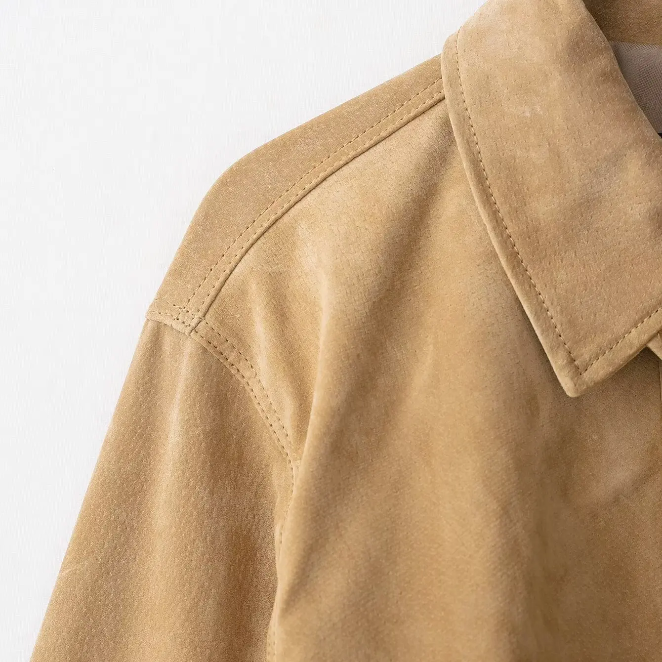 KASLEAD 신상 여성용 패션 벨벳 가죽 재킷 다용도 고품질 PU 가죽 코트 롱 슬리브 버튼업