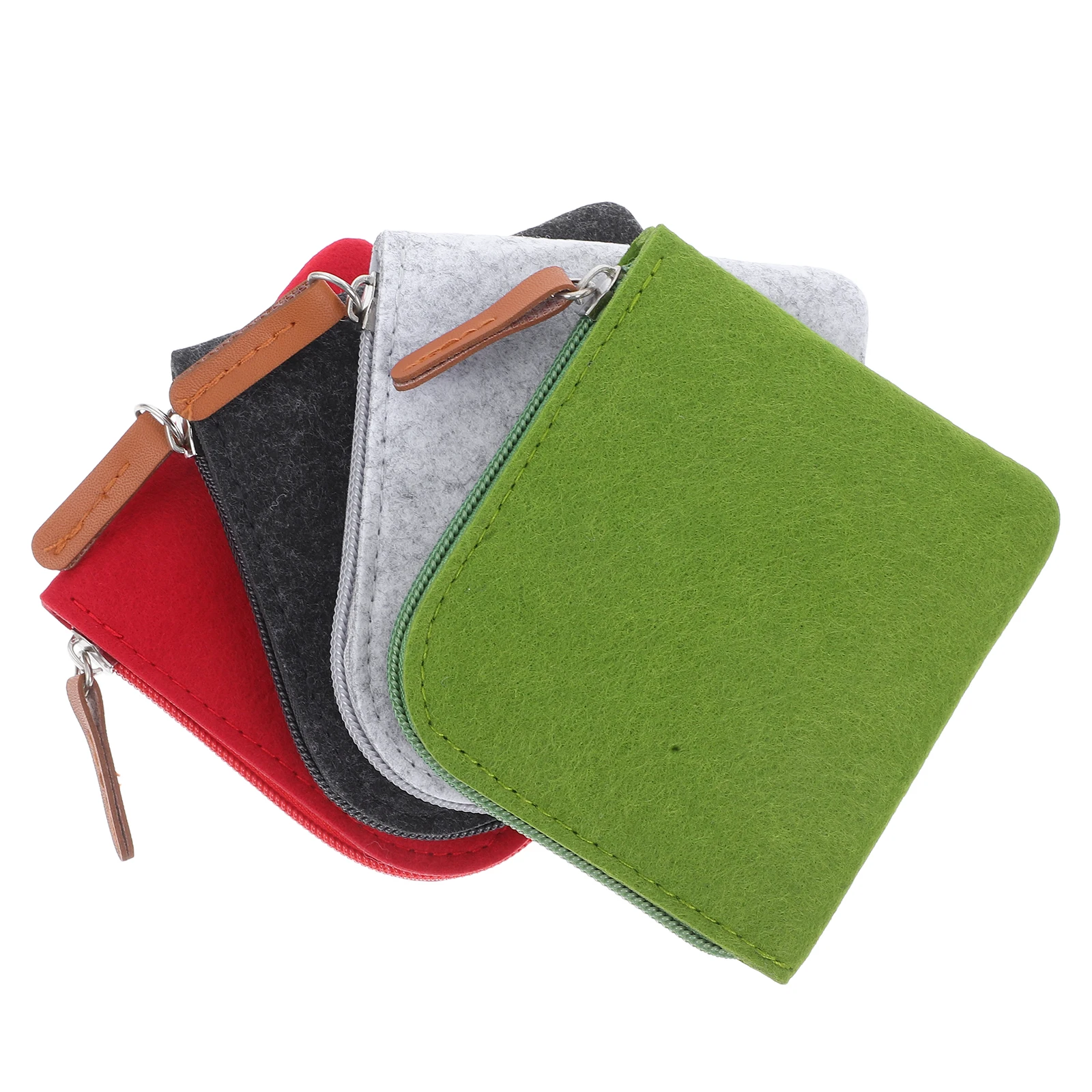 

4 pcs Wallet Zippered Storage Pouch Felt Purse Zippered Storage Girls Coin Bag Travel School Felt Coin Bag Shopping