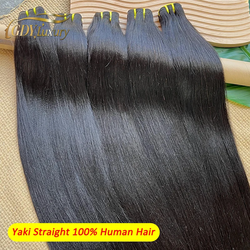 GDYLuxury Yaki Bundel Rambut Manusia Lurus 100% Bundel Rambut Mentah Vietnam Yang Belum Diproses Ekstensi Jalinan Rambut Yaki 100Gram/1 Buah