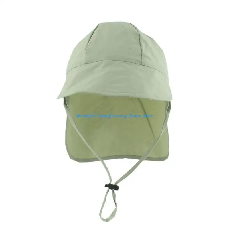

E56A Sunproof Fisherman Hat Drawstring Sun Hat For Kids Beach Vacation And Camping