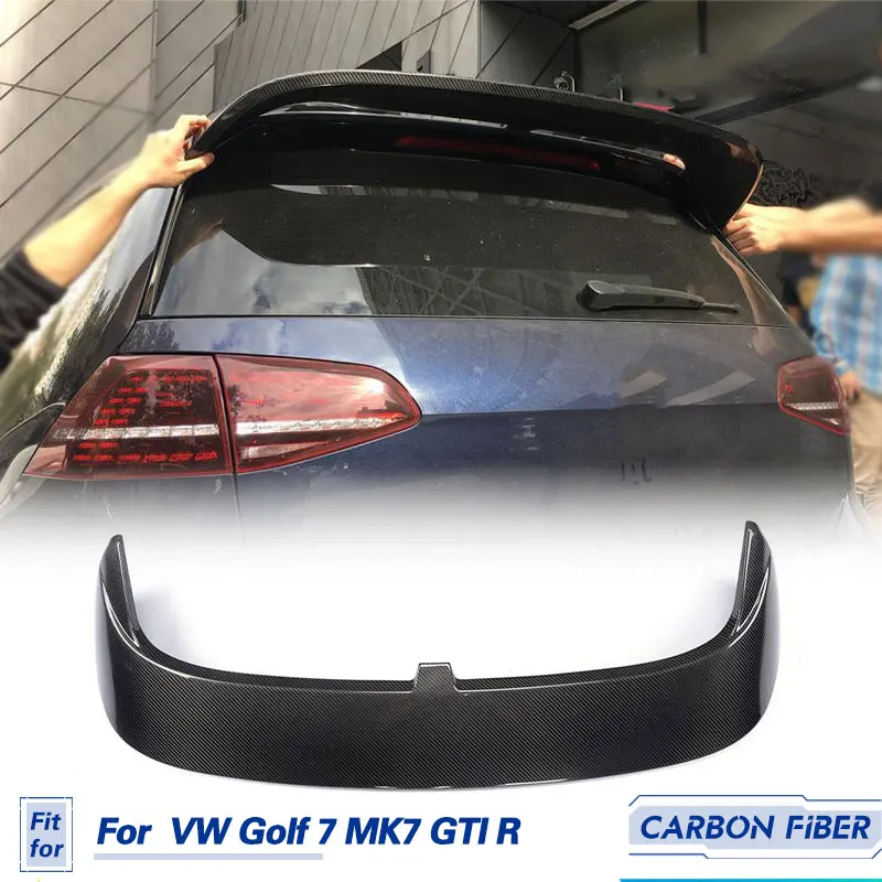 Car Rear Roof Spoiler Wings Carbon Fiber for VW Golf 7 MK7 GTI R 2014-2017 Non for Golf 7 Standard R Line Rear Spoiler Wing Lip