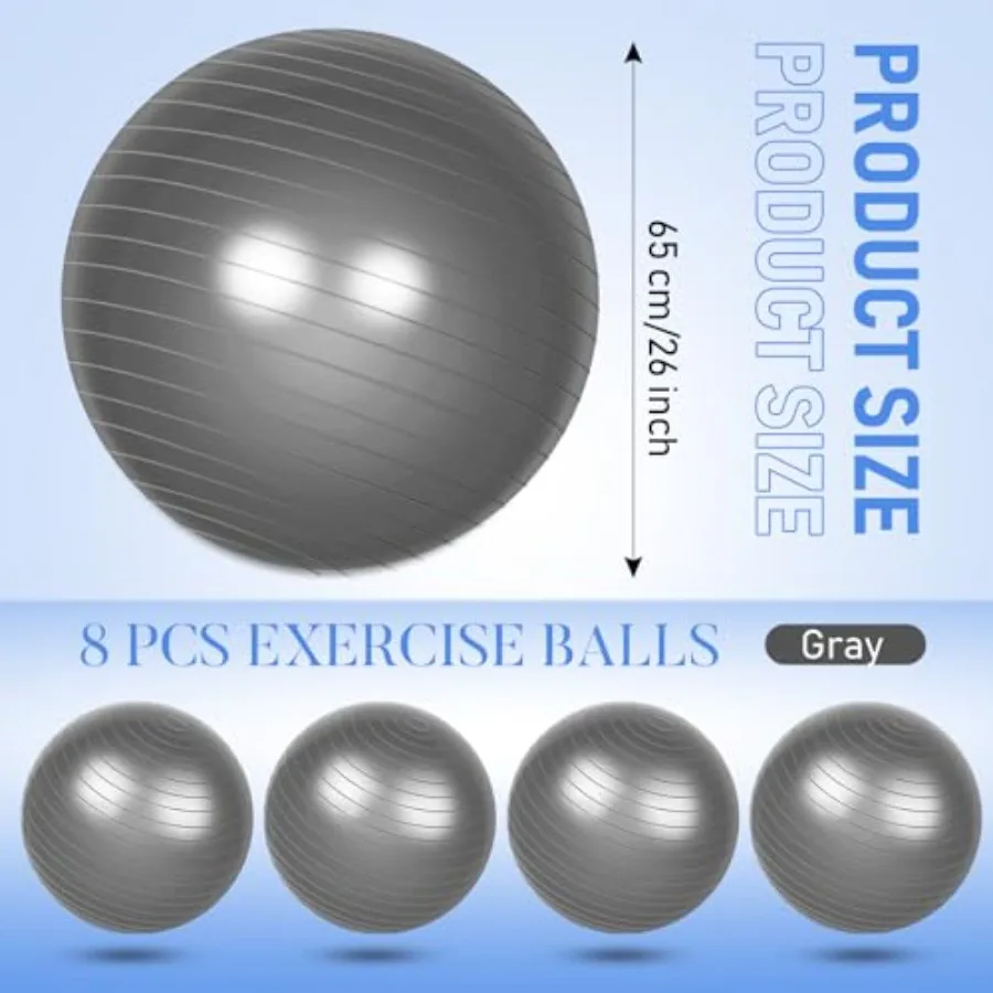 Yoga Exercise Ball Bulk for Pregnancy Birthing Fitness: 26 Inch Anti-Burst Pilates Ball with Quick Pump Improved Posture Balanc